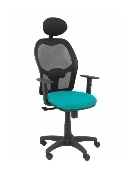 SILLA PIQUERAS Y CRESPO ALOCEN BRAZOS REGULABLES CABECERO FIJO MALLA NEGRO Y ASIENTO BALI TURQUESA