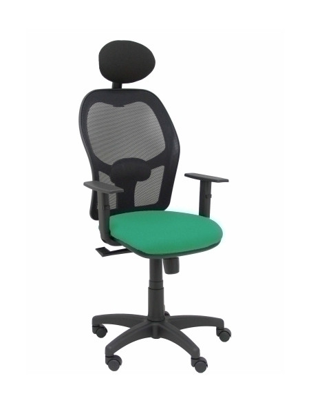SILLA PIQUERAS Y CRESPO ALOCEN BRAZOS REGULABLES CABECERO FIJO MALLA NEGRO Y ASIENTO BALI VERDE ESMERALDA