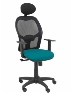 SILLA PIQUERAS Y CRESPO ALOCEN BRAZOS REGULABLES CABECERO FIJO MALLA NEGRO Y ASIENTO BALI VERDE PETROLEO