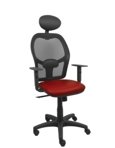 SILLA PIQUERAS Y CRESPO ALOCEN BRAZOS REGULABLES CABECERO FIJO MALLA NEGRO Y ASIENTO SIMILPIEL GRANATE