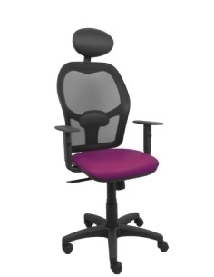 SILLA PIQUERAS Y CRESPO ALOCEN BRAZOS REGULABLES CABECERO FIJO MALLA NEGRO Y ASIENTO SIMILPIEL MORADO