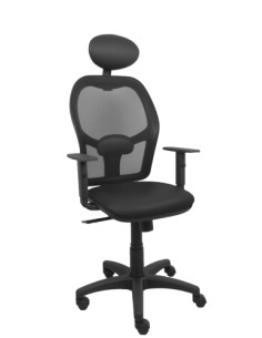 SILLA PIQUERAS Y CRESPO ALOCEN BRAZOS REGULABLES CABECERO FIJO MALLA NEGRO Y ASIENTO SIMILPIEL NEGRO