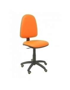 SILLA PIQUERAS Y CRESPO AYNA MECANISMO CONTACTO PERMANENTE RUEDAS de PARQUET ASIENTO Y RESPALDO TAPIZADO SIMILPIEL NARANJA