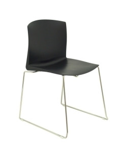 SILLA PIQUERAS Y CRESPO BONICHES CONFIDENTE ERGONOMICA APILABLE ESTRUCTURA CROMADA ASIENTO Y RESPALDO EN PVC NEGRO PACK de 4