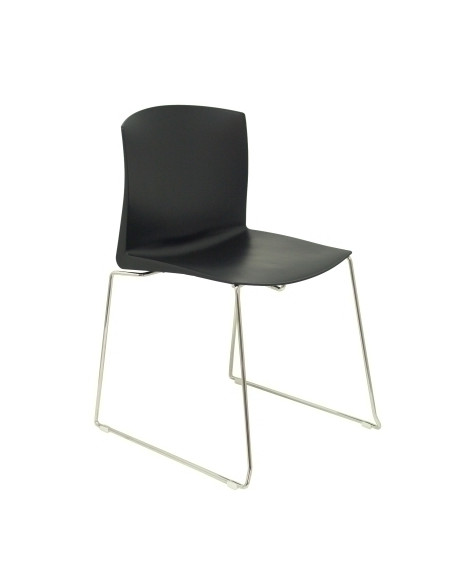 SILLA PIQUERAS Y CRESPO BONICHES CONFIDENTE ERGONOMICA APILABLE ESTRUCTURA CROMADA ASIENTO Y RESPALDO EN PVC NEGRO PACK de 4
