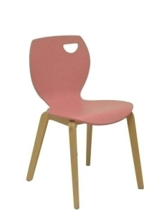 SILLA PIQUERAS Y CRESPO BUENDIA CONFIDENTE ESTRUCTURA DE MADERA COLOR HAYA ASIENTO Y RESPALDO LAMINADO ROSA PACK de 2