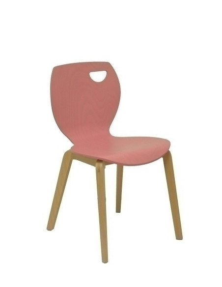 SILLA PIQUERAS Y CRESPO BUENDIA CONFIDENTE ESTRUCTURA DE MADERA COLOR HAYA ASIENTO Y RESPALDO LAMINADO ROSA PACK de 2