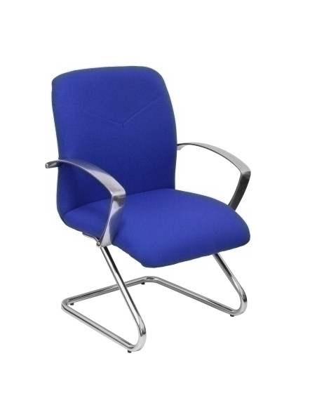 SILLA PIQUERAS Y CRESPO CAUDETE CONFIDENTE ESTRUCTURA PATIN ACABADO CROMADO BRAZOS FIJOS ASIENTO Y RESPALDO TAPIZADO BALI AZUL