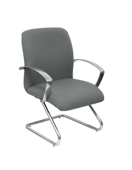 SILLA PIQUERAS Y CRESPO CAUDETE CONFIDENTE ESTRUCTURA PATIN ACABADO CROMADO BRAZOS FIJOS ASIENTO Y RESPALDO TAPIZADO BALI GRIS