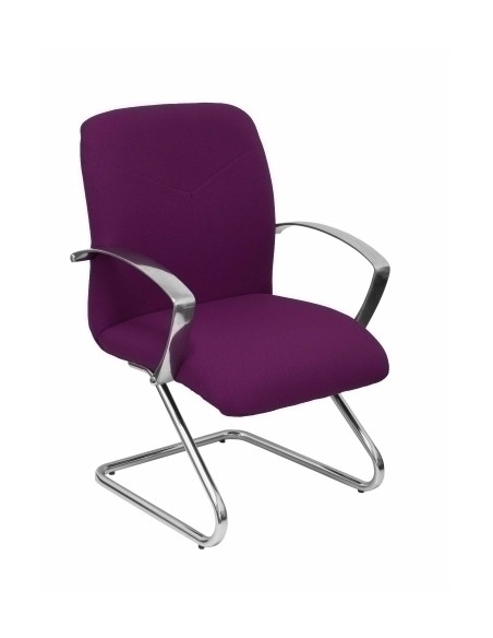 SILLA PIQUERAS Y CRESPO CAUDETE CONFIDENTE ESTRUCTURA PATIN ACABADO CROMADO BRAZOS FIJOS ASIENTO Y RESPALDO TAPIZADO BALI MORADO