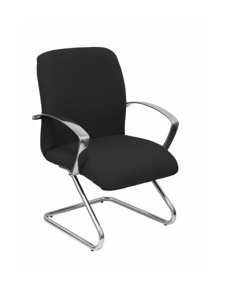 SILLA PIQUERAS Y CRESPO CAUDETE CONFIDENTE ESTRUCTURA PATIN ACABADO CROMADO BRAZOS FIJOS ASIENTO Y RESPALDO TAPIZADO BALI NEGRO