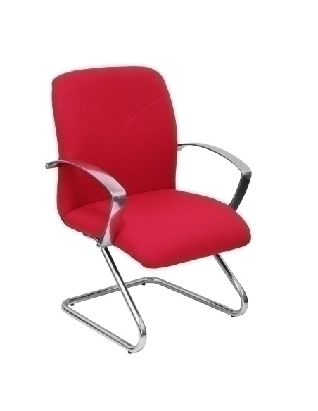 SILLA PIQUERAS Y CRESPO CAUDETE CONFIDENTE ESTRUCTURA PATIN ACABADO CROMADO BRAZOS FIJOS ASIENTO Y RESPALDO TAPIZADO BALI ROJO
