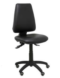 SILLA PIQUERAS Y CRESPO ELCHE S MECANISMO ASINCRO REGULABLE EN ALTURA RUEDAS PARQUET ASIENTO Y RESPALDO TAPIZADO SIMILPIEL NEGRO