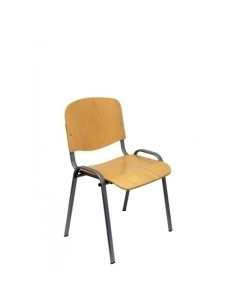 SILLA PIQUERAS Y CRESPO GOLOSALVO CONFIDENTE ERGONOMICA APILABLE ESTRUCTURA GRIS ASIENTO Y RESPALDO MADERA LACADA HAYA PACK de 4