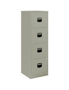 ARCHIVADOR METÁLICO 4 CAJONES  40X40X125 CM ANCHO X FONDO X ALTO FORMATO A4 -CAPACIDAD CAJON 15KG- TIRADOR DE PLÁSTICO GRIS MO