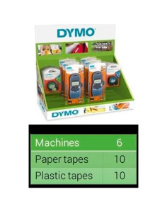 DYMO ETIQUETADORA - ROTULADORA ELECTRÓNICA LETRATAG LT-100H 6 UD  10 UD CINTA 91201 NEGRO SOBRE BLANCO DE 12MMX4M DE PLÁSTICO 