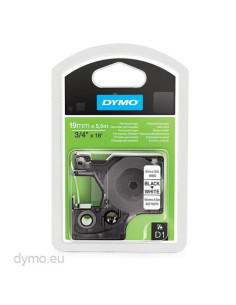 DYMO CINTA DE TRANSFERENCIA TÉRMICA D1 16960 ETIQUETAS ESTÁNDAR NEGRO SOBRE BLANCO DE 19MMX55M POLIESTER AUTOADHESIVA PERMAMEN