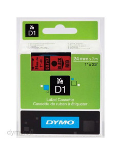DYMO CINTA DE TRANSFERENCIA TERMICA D1 53717 ETIQUETAS ESTÁNDAR NEGRO SOBRE ROJO DE 24MMX7M POLIESTER AUTOADHESIVA ROTULADORA L