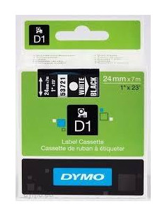 DYMO CINTA DE TRANSFERENCIA TERMICA D1 53721 ETIQUETAS ESTÁNDAR BLANCO SOBRE NEGRO DE 24MMX7M POLIESTER AUTOADHESIVA ROTULADORA