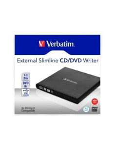 VERBATIM GRABADORA Y LECTOR EXTERNO DE CDDVD SLIMLINE  COMPATIBLE CON LA TECNOLOGÍA DE ARCHIVADO MDISC  ALIMENTACIÓN A TRAVÉS