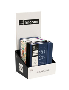 AGENDA ANUAL 2025-26 FINOCAM CATALAN 16 MESES CAPRI COSIDA tapa EXTRADURA SV APAIS F4 118x168 con GOMA ASSORTIMENT EXPOSITOR DE 