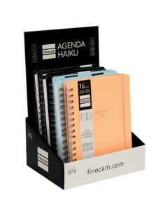 AGENDA ANUAL 2025-26 FINOCAM CATALAN 16 MESES HAIKU WIRE-O tapa EXTRADURA SV APAIS E10 155x212 con GOMA ASSORTIMENT EXPOSITOR DE