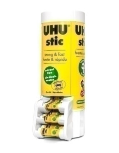 BARRA de PEGAMENTO UHU EXPOSITOR DE 96 SURTIDO 24x 41307 BARRA 8 gr 48x 41407 BARRA 21 gr 12x 41452 BARRA 40 gr  12x  41407 BARR