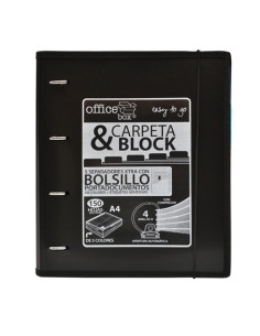 CARPEBLOC OFFICE BOX A4 4an32 mm MIXTAS AUTOMATICAS 150hj90grCUADRIC5x5 CIERRE DE GOMA 5 SEPARADORES EXTRA RIGIDOS CON INDICADOR