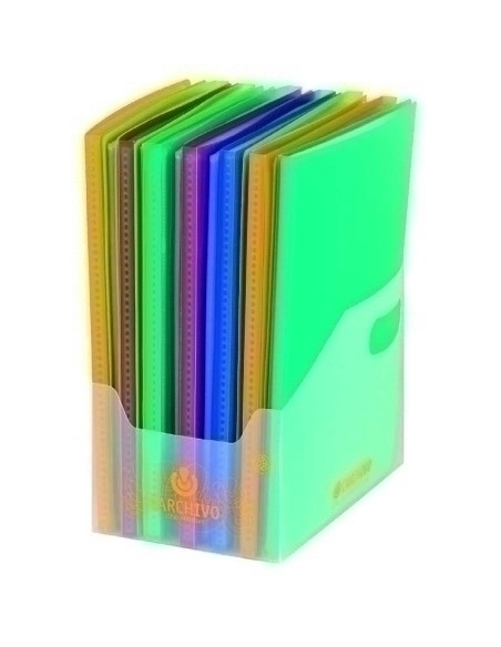 CARPETA FUNDAS TARIFARIO CARCHIVO PP CARCHIPLAS-BOOK FLEXIBLE CANGURO A4  SURTIDO EXPOSITOR DE 19 7x 20 FUNDAS 7x 30 FUNDAS 5x 4