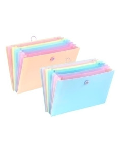 CLASIFICADOR ACORDEON VIQUEL RAINBOW PASTEL PP OPACO A4 8 DPTOS  CIERRE ELASTICOBOTON INTERIOR MULTICOLOR EXTERIOR 2 COLORES SUR