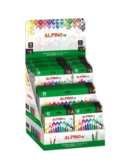 EXPOSITOR ALPINO UP SURTIDO DE 42 12x AL020654 LAPICES UP C12 SIN CARGO 12x AL020658 LAPICES UP C24 12x AR001207 ROTULADOR UP C1