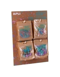 EXPOSITOR APLI OFFICE KRAFT COLLECTION 4x 18918 PINZA 19 mm B12 4x 18919 CLIPS 28 mm B80 4x 18920 PUSH PINS B25 4x 18921 GOMA EL