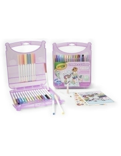 JUEGO CRAYOLA MALETIN ROTULADORES LAVABLES SUPER TIPS COLOR PASTEL 65 PZ  4 años 1 maletin de plastico con asa 25 rotuladores l