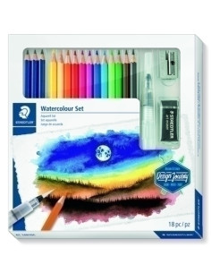 LAPICES ACUARELABLES STAEDTLER DESIGN JOURNEY SET DE DIBUJO MIXTO CAJA de 18 12x 14610C LAPICES ACUARELABLES 3x 100A LUMOGRAPH A
