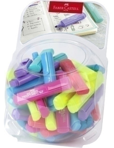 MARCADOR FLUOR FABER-CASTELL TEXTLINER 1546 EXPOSITOR BOMBONERA de  80 44x AMARILLO  6x ROSA  6x ALBARICOQUE  6x LILA  6x AZUL P