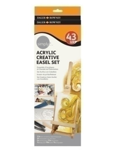 PINTURA ACRILICA DALER ROWNEY 12 ml EASEL SET 12x TUBOS 12ml 3x PANELES LIENZO 4x LAPICES BOCETOS 12x CARBONCILLO 1x CABALLETE 1