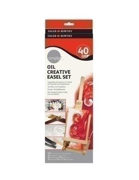 PINTURA OLEO DALER ROWNEY 12 ml EASEL SET 12x TUBOS 12ml 3x LIENZOS 4x LAPICES BOCETOS 12x CARBONCILLOS 1x CABALLETE SOBREMESA 7