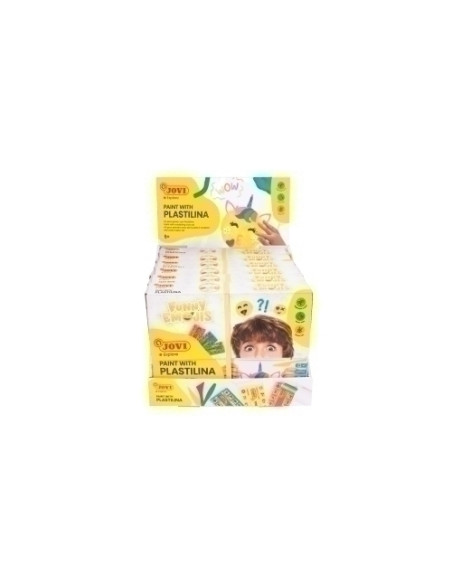 PLASTILINA JOVI PINTAR CON PLASTILINA KIT FUNNY EMOJIS EXPOSITOR de 6 Contenido kit 8 pastillas plastilina de 50glaminas1 marco3