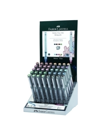 ROLLER TLIQ FABER-CASTELL FREE INK 07 EXPOSITOR DE 40 364 SC 4x naranja 4x rojo 4x rojo vino 4x rosa 4x violeta 4x azul cielo 4x