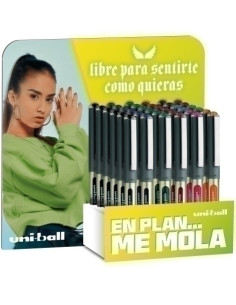 ROLLER TLIQ UNI-BALL EYE FINE 07 UB-157E EXPOSITOR de 36 10 col 5x NEGRO 6x AZUL 4x ROJO 3x VERDE 3x AZUL CLARO 3x VERDE CLARO 3