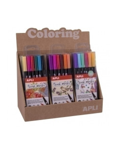 ROTULADOR APLI DOBLE PUNTA PINCEL EXPOSITOR DE 8 SURTIDOS 2x 19153 DOBLE PUNTA CAJA DE 12 SURTIDOS PASTEL 2x 18063 DOBLE PUNTA C