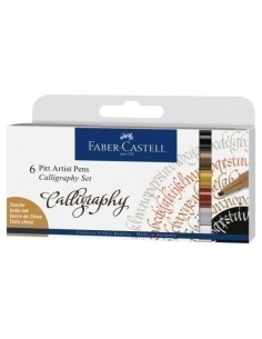 ROTULADOR FIBRA FABER-CASTELL PITT ARTIST PEN CALLIGRAPHY ESTUCHE DE 6 blanco C verde tierra C sanguina C sombra natural C marro