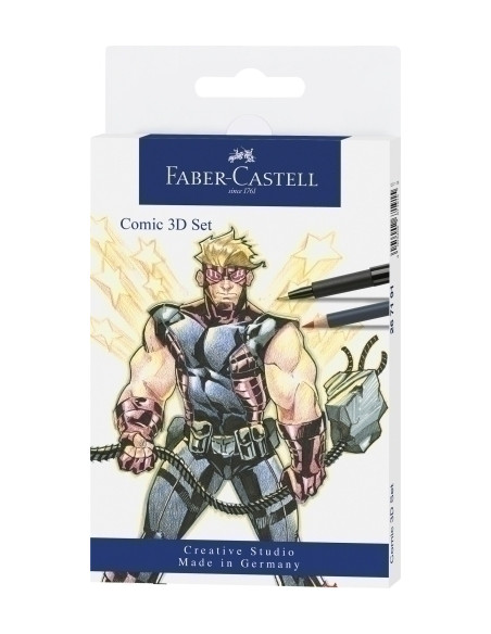 ROTULADOR FIBRA FABER-CASTELL SET COMIC 3D ESTUCHE DE 11 5x  rotuladores Pitt Artist Pen 3x lápices acuarelables Goldfaber Aqua