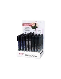 ROTULADOR TOMBOW CALIGRAFIA FUDENOSUKE EXPOSITOR de 48 18x punta dura negro 18x punta blanda negro 12x 2 puntas blandas negrogri