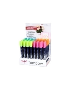 ROTULADOR TOMBOW CALIGRAFIA FUDENOSUKE EXPOSITOR de 48 8x rosa neon 8x amarillo neon 8x verde neon 8x naranja neon 8x rojo neon