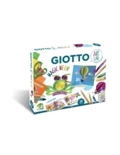 SET JUEGO GIOTTO ART LAB MAGIC NEON 12x Giotto Cera Bicolor 4x Giotto Pasteles en colores fluo amarillo rosa naranja y verde 1x 