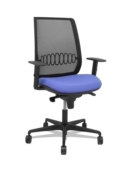 SILLA PIQUERAS Y CRESPO ALARES BRAZOS REGULABLES ERGONOMICA MECANISMO SINCRO RESPALDO MALLA NEGRA ASIENTO TAPIZADO BALI AZUL CLA