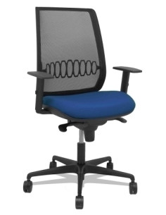 SILLA PIQUERAS Y CRESPO ALARES BRAZOS REGULABLES ERGONOMICA MECANISMO SINCRO RESPALDO MALLA NEGRA ASIENTO TAPIZADO BALI AZUL MAR