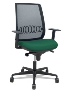SILLA PIQUERAS Y CRESPO ALARES BRAZOS REGULABLES ERGONOMICA MECANISMO SINCRO RESPALDO MALLA NEGRA ASIENTO TAPIZADO BALI VERDE BO