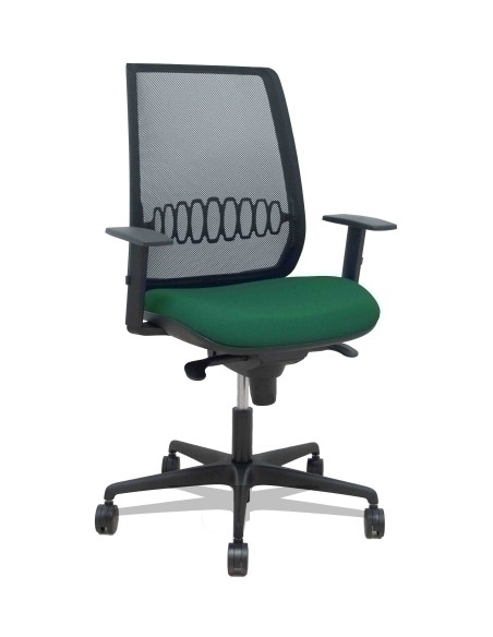 SILLA PIQUERAS Y CRESPO ALARES BRAZOS REGULABLES ERGONOMICA MECANISMO SINCRO RESPALDO MALLA NEGRA ASIENTO TAPIZADO BALI VERDE BO